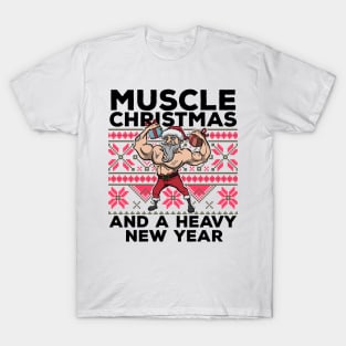 Ugly Christmas Workout Lifting Santa Claus Gym Fitness Gift T-Shirt